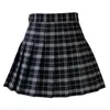 Skirts Women Casual Plaid Skirt Girls High Waist Pleated A-line Fashion Uniform Skirt With Inner Shorts 230413