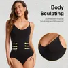 Shapers femininos v pescoço bodysuit shapewear mulheres corpo inteiro shaper barriga controle emagrecimento bainha bulifter virilha fivela cintura elevador calças