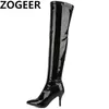 Dress Shoes Thigh High Boots Women Red White Black Fashion Over the Knee Boots Patent Sexy Nightclub Dance Ladies Long Shoes Large Size 48 231113