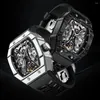 Armbanduhren AESOP 7035 Quadratisches Gehäuse Tourbillon Mechanische Uhr für Herren Skeleton Luminous Clock Dial Lünette Sportuhren