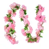 Flores decorativas grinaldas 5pcs 2,3 metros Wisteria Artificial Cherry Blossom Flower Rattan Vine Home Parede pendurada Ivy de seda planta falsa
