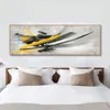 Minimalistische Zwart en Geel Abstract Olieverfschilderij Posters et Prints Wall Art Pictures voor Woonkamer Nordic Decor