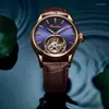 Montres-bracelets Top Business Men Watch Mécanique Saphir Miroir Évider Tourbillon Montre-Bracelet Homme Haut de Gamme Personnalité Tough Guy Horloge