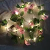 Dekorativa blommor konstgjorda växter Garland sträng ljusgrön blad vine murgröna falska ros gardin twinkle lamp trädgård hem bröllop väggdekor