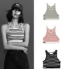 Women's striped knits vest designer crop top sleeveless top tees summer black and white fashion women's sleeveless short tees Women's Knits