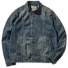 Men's Jackets Vintage Do The Old Cowboy Jacket Clothing Spring And Autumn Washed Stand-up Collar Slim Fit Casual Coat