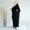 Abbigliamento etnico Eid Abaya con cappuccio Jilbab di un pezzo per le donne Polsino in pizzo Raso Islam Abito da preghiera Abiti Ramadan Musulmano Dubai Turchia Niqab