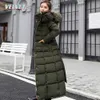 Parkas de Down Women V es 2023 New Down Cotton Revended Drened Parkas 3xl Fashion Fur Collar Veste d'hiver Femmes Femme Hooded Hooded Hiver Coat J231113