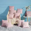 Travesseiro pilmandu tampa geométrica floral rosa 45x45cm Bordado de algodão 18x18 polegadas macio para sala de estar