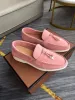 Famosa pelle scamosciata Uomo Donna Loro Walk Scarpe casual sneakers di lusso nubuck Lock Designer Flats Slip-on dress shoe Large size 45 46