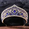 Grampos de cabelo uodcm luxo verde vermelho azul cristal nupcial tiara coroa para casamento diadema véu tiaras acessórios headpieces cabeça jóias