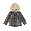 Coat Todder Baby Girl Boy Flannel Jacket Little Kid Button Down Plaid Shacket Coat Fall Winter Hoodie Shirt Clothes 231110