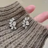 Kolczyki stadnorskie Caoshi Trendy Dainty Bright Cubic Zirconia for Lady Silver Color Ear Studs