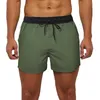 Summer Men Back Pocket Pocket dragkedja fast färg 100% polyester snabb torr simning shorts