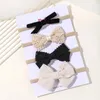 Haarschmuck 4 Teile/satz Baumwolle Leinen Leopard Gedruckt Bogen Baby Stirnband Für Mädchen Geboren Stirnbänder Spitze Bands Turban