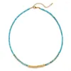 Collane con ciondolo Collana girocollo in pietra naturale con perline sfaccettate piccole e sfaccettate della Boemia per gioielli da donna e ragazze da spiaggia, per feste Boho