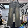 Pantalons pour hommes lavés vintage en détresse jeans jaunes hommes femmes pantalons de loisirs hip hop