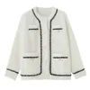 Vestes Femmes Blanc Vison Cachemire Pull Manteau Femmes Automne Hiver Paresseux Style Femme Coréenne Rétro Noir Lâche O Cou Tricoté Cardigan Mode 231113