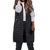 Women's Vests Autumn Winter Loose Fashionable Long Vest Jacket Cotton Quilted Thicken Warm Hooded Coat Zip Up Pockets Coats