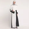 Etniska kläder 2023 Muslimsk klänning Kvinnor Turkiska Dubai Fashion Middle East Black and White Classic Stitching Point Diamond Cardigan Robe