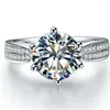 Cluster Rings White Gold Ring 14k 2CT Moissanite Engagement For Women Genuine AU585 Jewelry D Color With Beautiful Box