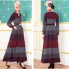 Casual Dresses SB9447 OLOMM Style NF7004E Top quality women's Long-sleeved Dress Retro Printing Big Swing skirt Colorblock Long Skirts 230413