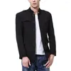 Costumes pour hommes Style chinois hommes Blazer hommes décontracté col montant hommes affaires mode vêtements Slim Fit manteau veste taille S-2XL