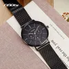 2023 SINOBI mode noir femmes montres en acier inoxydable maille bande décontracté analogique Quartz Montre-bracelet robe dames Montre Montre Femme