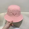 Candy Color Designer bucket hat Couple Fashion Summer Vacation Travel Metal Triangle Letter Print 4 Colors Bucket Hats