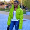 Trenchs de femmes Manteaux d'hiver Femmes Brillant PU Cuir Femme Veste à manches longues Col montant Zipper Chaud Court Bubble Manteau 2023