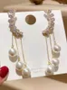 Hoop Earrings Romantic Pearl Tassel For Women Clip-on Fashion Jewelry Trend Party Gifts Goods Wholesale