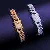 Men's simple vintage iced out bracelet jewelry custom 925 sterling silver gold plated zircon stone ice out jewelry