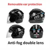 Cascos de motocicleta Casco de doble lente Crash Modelos de invierno Hombres y mujeres Coche eléctrico Anti-niebla Forro de oreja extraíble
