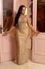 Or arabe Aso Ebi luxueux sirène robes de bal manches longues soirée formelle fête deuxième réception robes grande taille