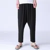 Pantalon pour hommes décontracté cordon de serrage rétro long style chinois lin hommes hip hop goutte entrejambe haren pantalon m-5xl 6xl 2023