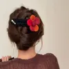 Acessórios de cabelo Outono Inverno Pelúcia Flor Garra Mulheres Chic Duckbill Clip Hairpin Back Head Felt Clips para meninas