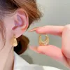 Hoop Earrings Fashion Gold Color Hollow Out For Women Modern Lady's Ear Accessories Daily Wear Chic Jewelry E1253