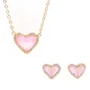 Necklace Earrings Set Fashion Jewelry 3D Heart Colorful Glass Stud For Women Valentines Gift