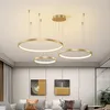 Lustres salon minimaliste anneau moderne créatif chambre encastré lumière plafond nordique Duplex étage or lustre