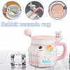 Tazze 320ml Blu Rosa Tazza In Ceramica Tulipano Cucchiaio Con Livello Ragazze Carine Coppia Colazione Tazza Coperchio Bevanda Aspetto Alto M2L6