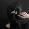 Haarspeldjes YYSuniee Vrouwen Kam Hoofdtooi Stijlvolle uitgeholde Bladvorm Zirconia Sieraden Voor Vlechten