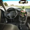 New Car Mounted Rearview Mirror Simulation Green Apple Potted Decoration Car Plant Crochet Hanging Basket Hanging Plant For Car W3D1