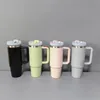 H2.0 30oz Reusable Tumbler with Colored Handle and Straw Stainless Steel Insulated Travel Mug Tumbler Insulated Tumblers Keep Drinks Cold