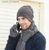 Hats Scarves Sets 2020 bonnets chapeau écharpe Gs ensemble 3 pièces hiver tricoté épais chaud C femmes hommes solide rétro bonnet chapeau doux écran tactile GsL231113