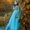 Mädchenkleider Erstkommunion Ärmellos Schulterlang Blauer Engel Prinzessin Kleid Blume Hochzeit Schönheitswettbewerb Traum Kinder Geschenk