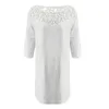 Casual jurken vrouwen sexy jurk witte holle kanten korte mouw losse midi 2023 zomer damesvestidos gewaad