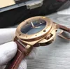 Einzigartige Armbanduhr, vollautomatisches mechanisches Uhrwerk, 316-Präzisionsstahlgehäuse, Kristallblaulichtuhr, 44 mm, importiertes Kalbsleder