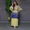 Vêtements ethniques EID Party Plumes Imprimer Abaya pour femmes élégantes Musulman Longue Maxi Robe Turquie Arabe Kaftan Dubaï Robe Maroc Jalabiya