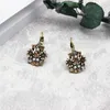 Pendientes colgantes con incrustaciones de piedras de colores y flores en perlas, minijoyas lindas de cristal