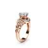 Ladies White Topaz Gemstone Dainty Rings Drop Shipping 14K Rose Gold Micro Inlaid Diamond Engagement Ring For Women